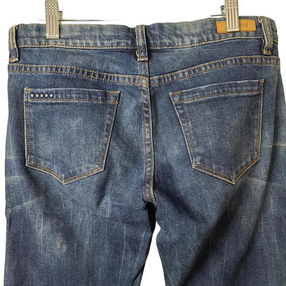 BLANKNYC Blue Denim Embroidered Raw Hem Skinny Jeans Women Size 26 - Picture 6 of 12